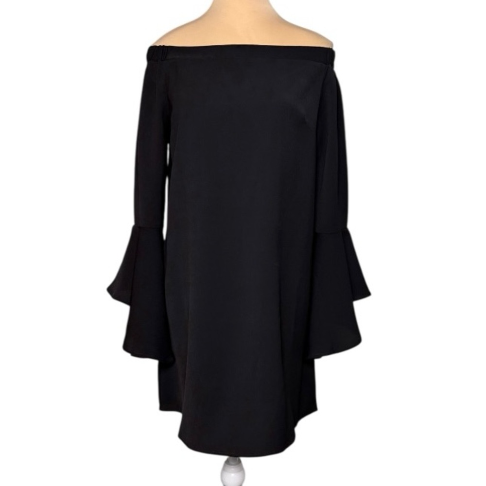 TCEC Black Off Shoulder Long Bell Sleeve Midi Dress Size Large